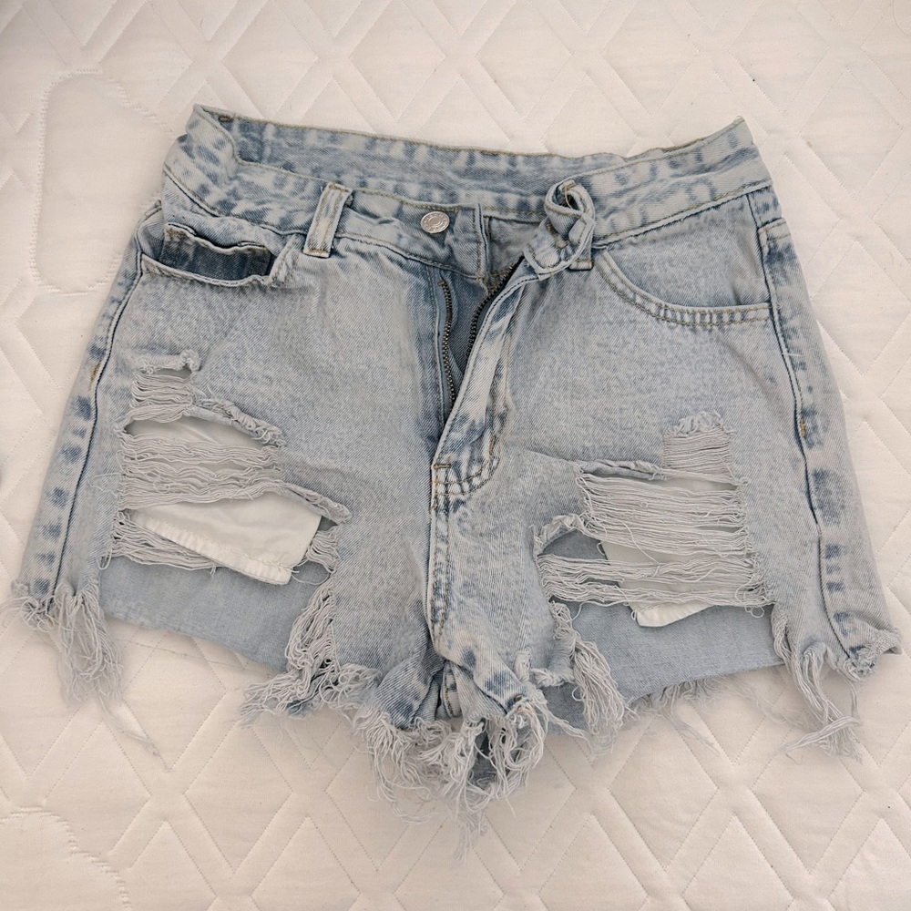 High waisted jean shorts